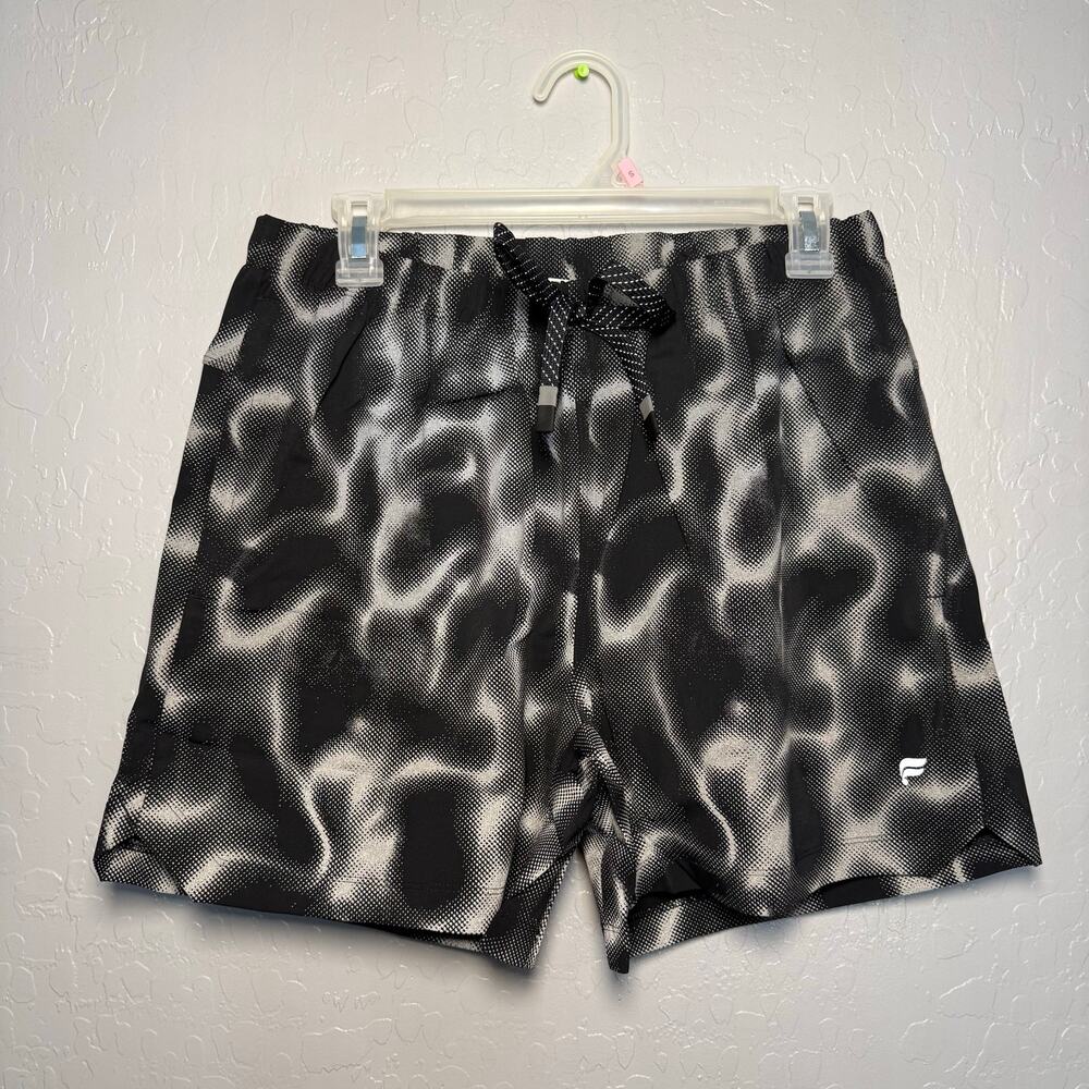 Fabletics The 5" One Short Lined Reflective Smoke Black White Mens Size L⁠